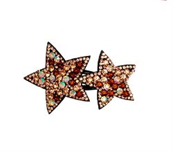 Stjerne hårclip med store brune/guld rhinsten