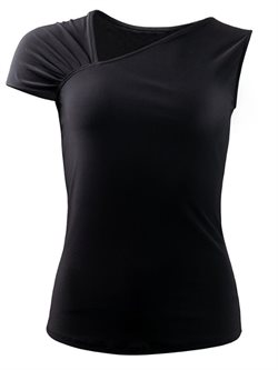 Dansebluse i sort med flot halsudskæring