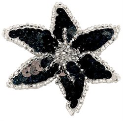 Hårclips med sorte palietter og sølv perler - 3 STK 150