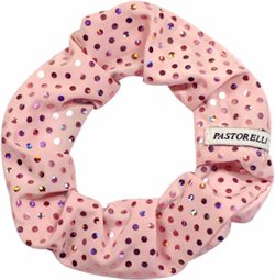 Lyserød hår scrunchie m. trykte palietter