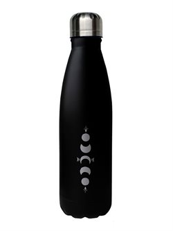 500 Ml sort drikkeflaske fra Moonchild med sølv måner