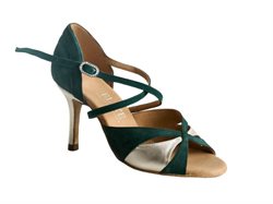 Rummos grøn/guld flot høj dansesko til salsa og tango