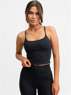 DOM blød kort sort top med smalle stropper