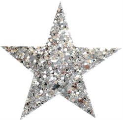 Sølv glimmer stjerne hårclips diameter 5 cm