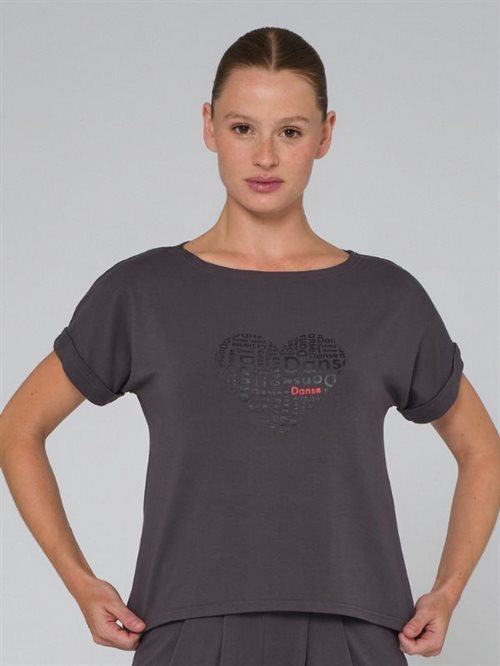 Mørkegrå blød t-shirt til dans TempsDanse 